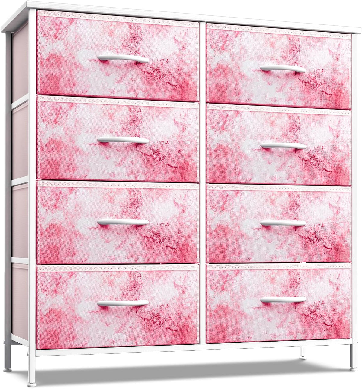 Kids Dresser, Cube Storage for Bedroom (8 Drawer, Tie Dye Pink)