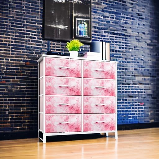 Kids Dresser, Cube Storage for Bedroom (8 Drawer, Tie Dye Pink)