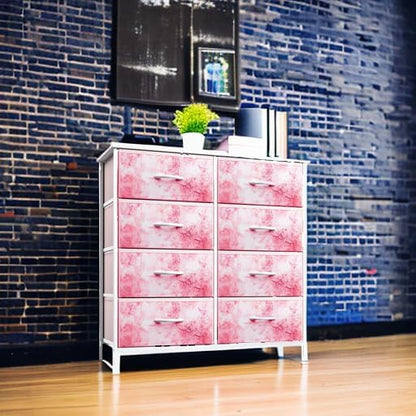 Kids Dresser, Cube Storage for Bedroom (8 Drawer, Tie Dye Pink)