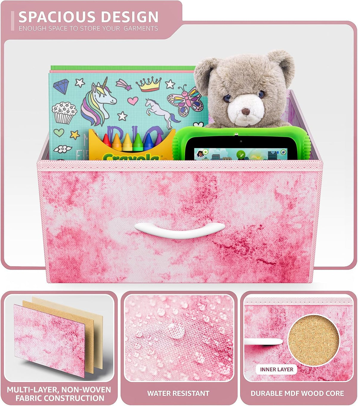 Kids Dresser, Cube Storage for Bedroom (8 Drawer, Tie Dye Pink)