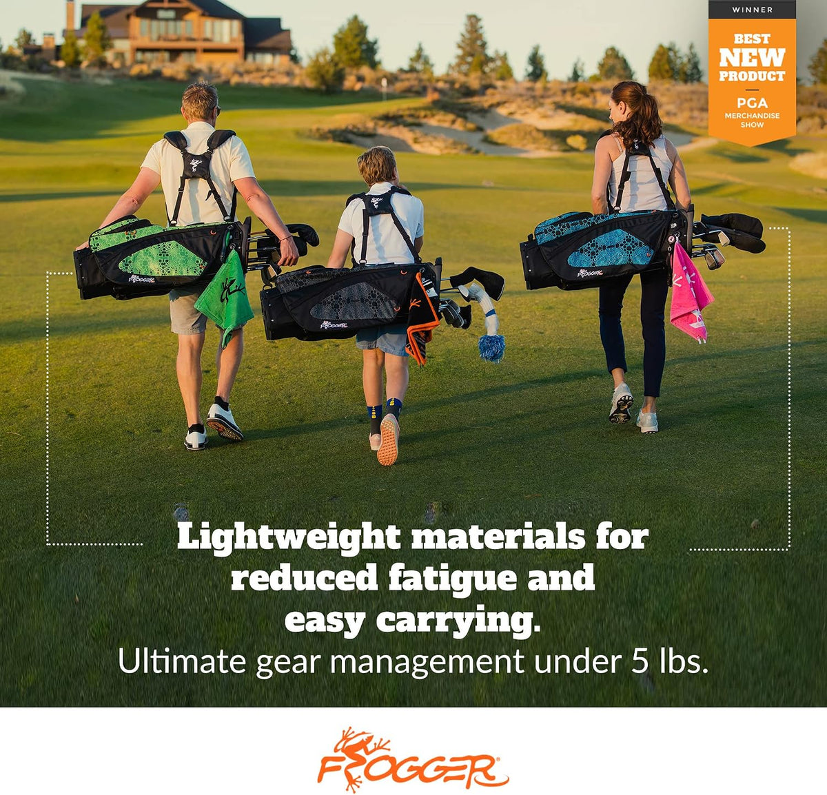 Frogger Function Hybrid Golf Bag for Men and Women with Stand - Ultra Lightweight Golf Bag with 7 Spacious Pockets, 2 Integrated Latch-it Receivers and Ergonomic Dual Shoulder Straps