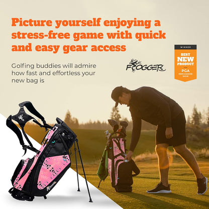 Frogger Function Hybrid Golf Bag for Men and Women with Stand - Ultra Lightweight Golf Bag with 7 Spacious Pockets, 2 Integrated Latch-it Receivers and Ergonomic Dual Shoulder Straps