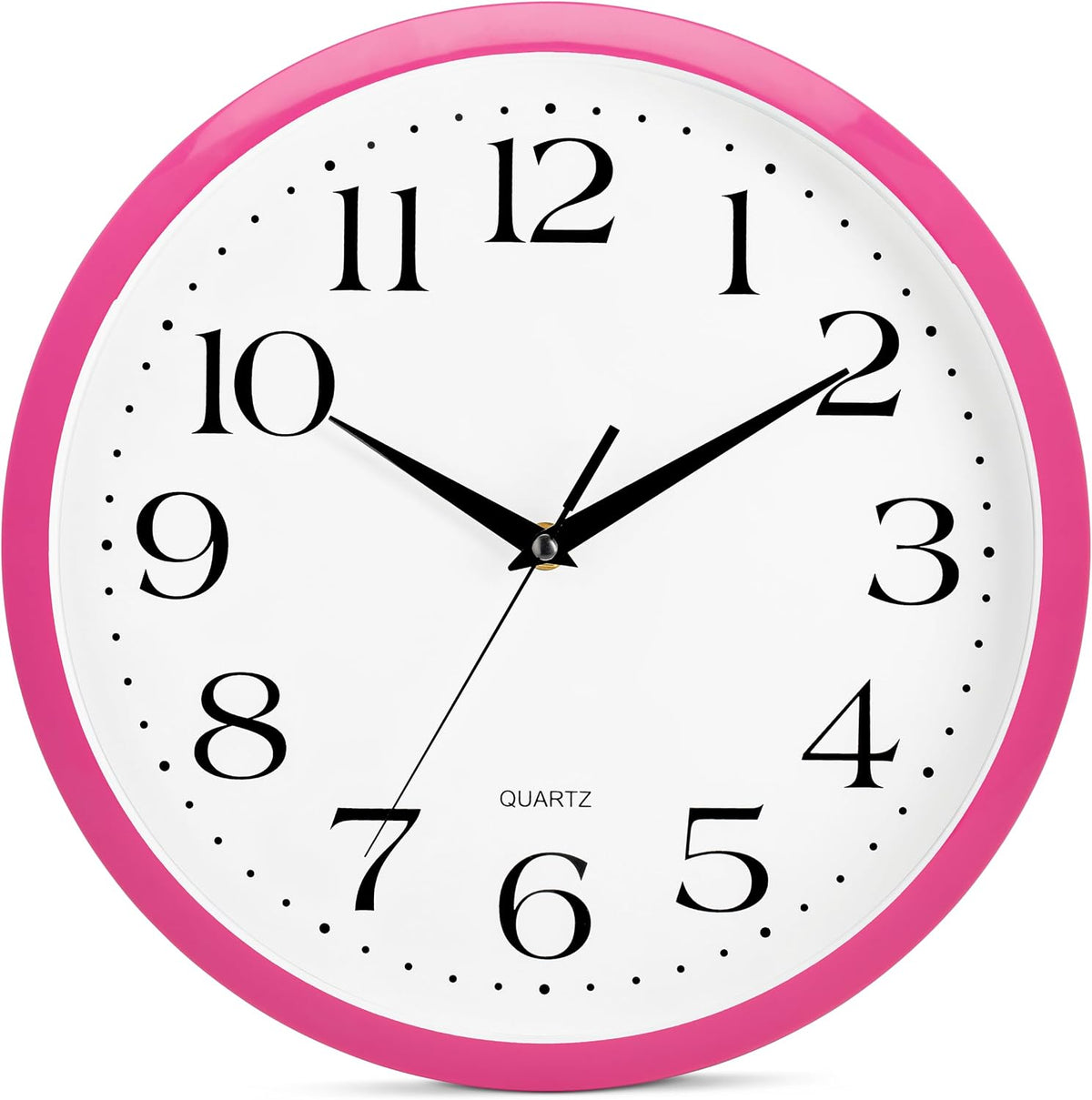 Pink Wall Clock 12 inch Silent Non Ticking Battery Operated Quartz Easy to Read Round Classroom Home Decor for Kids Playroom Baby Room Nursery Fun