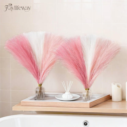 50PCS Blush Pink Pampas Grass, 17in Fluffy Boho Feathers Decor