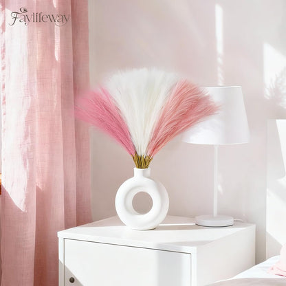 50PCS Blush Pink Pampas Grass, 17in Fluffy Boho Feathers Decor