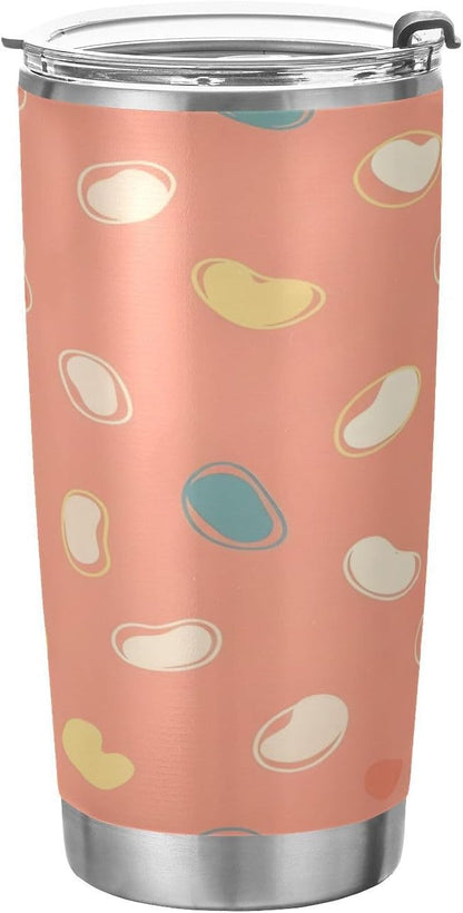 Peach Pattern 20oz Tumbler with Lid, Stainless Steel Vacuum Insulated Travel Mug, Double Wall Leakproof Coffee Cup, Travel Flask Includes 2 Straws for Hot and Cold Drinks