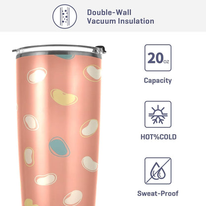 Peach Pattern 20oz Tumbler with Lid, Stainless Steel Vacuum Insulated Travel Mug, Double Wall Leakproof Coffee Cup, Travel Flask Includes 2 Straws for Hot and Cold Drinks
