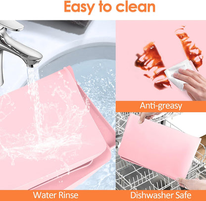 Silicone Coffee Maker Mat with Lip for Countertops, 15.7'' x 11.8'', Pink