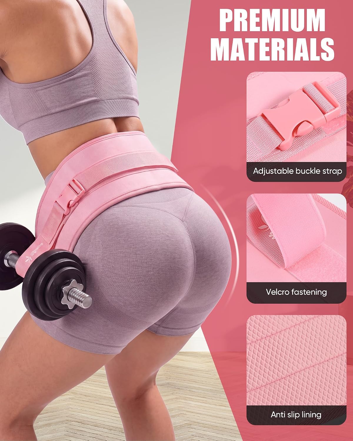 Hip Thrust Belt, Leather Dumbbell Booty Workout Belt