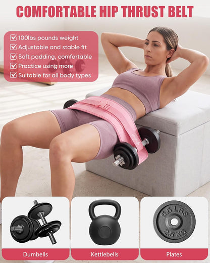 Hip Thrust Belt, Leather Dumbbell Booty Workout Belt