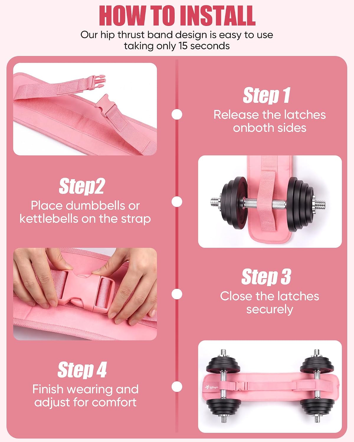 Hip Thrust Belt, Leather Dumbbell Booty Workout Belt