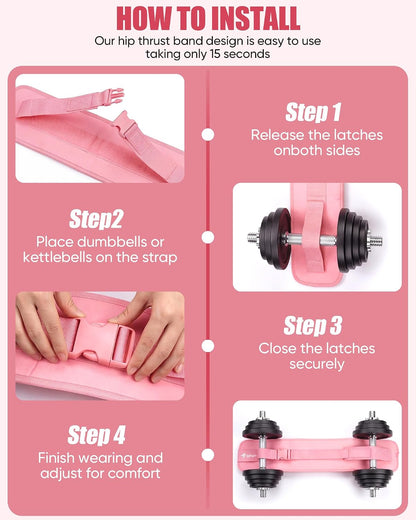 Hip Thrust Belt, Leather Dumbbell Booty Workout Belt