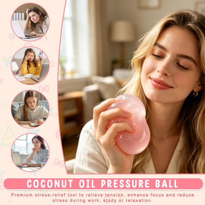 Coconut Oil Squishy, Coconut Oil Stress Ball – Formable No-Rebound Stress Relief Balls, for Adult Calming Desk Decor Anxiety Relief Gifts (Pink)