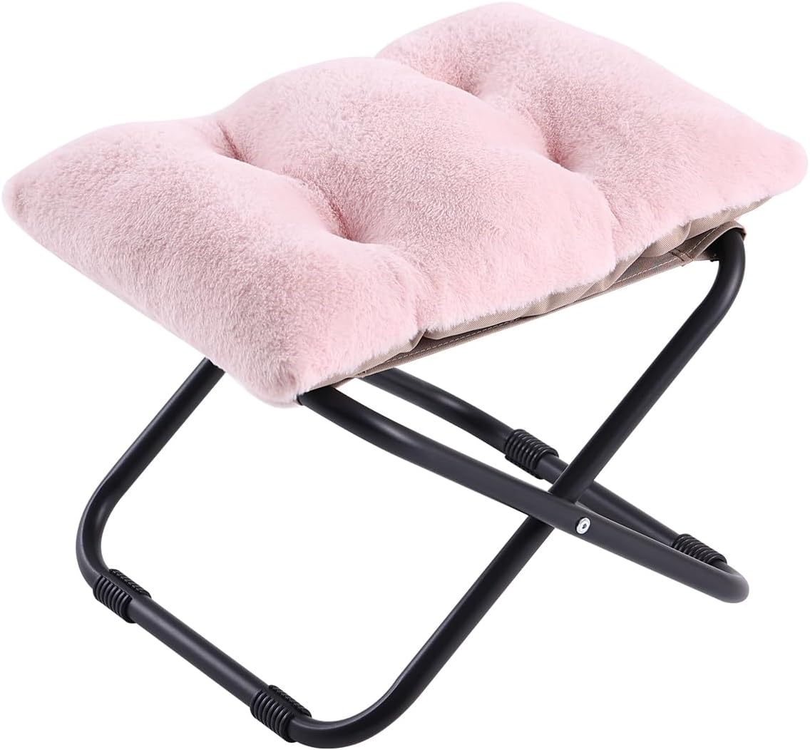 Folding Ottoman, Upholstered Folding Foot Rest Stool for Living Room