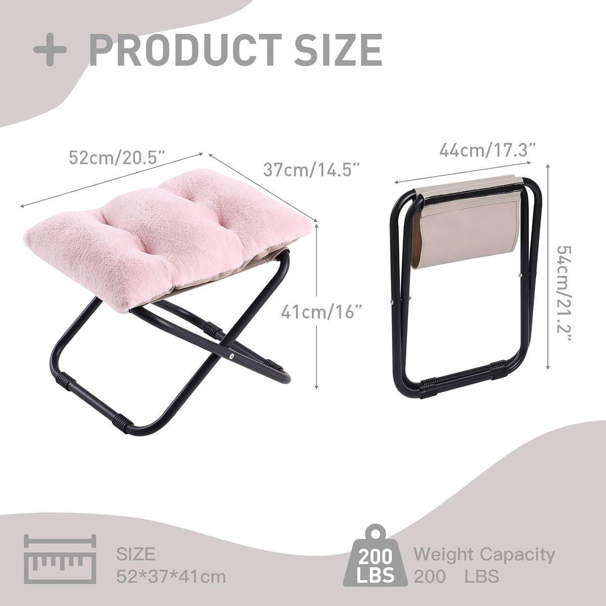 Folding Ottoman, Upholstered Folding Foot Rest Stool for Living Room