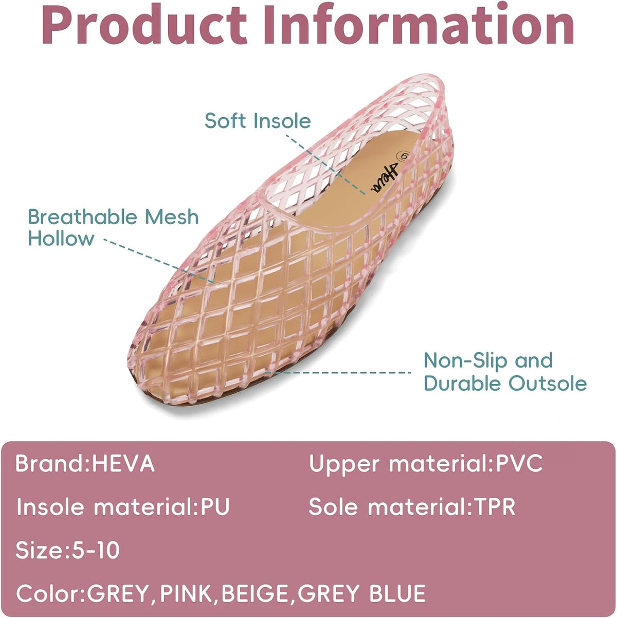 HEVA Women's Jelly Mesh Flats