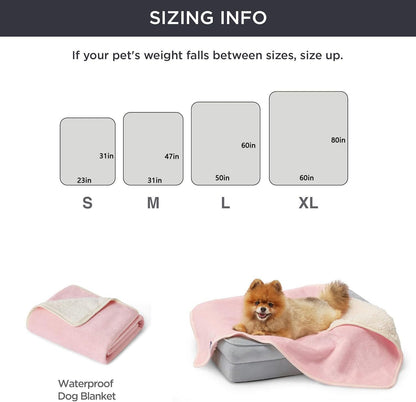 Waterproof Dog Blanket, Urine Resistant Pet Blanket for Sofa Bed, Double Sided Waterproof Blanket for Small and Medium Dogs, Cat Blanket, Washable Fleece Blanket (Pink) (23X31in)