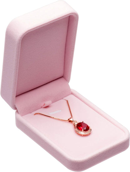 Classic Velvet Jewelry Gift Box Case for Necklace Pendant (Pink)