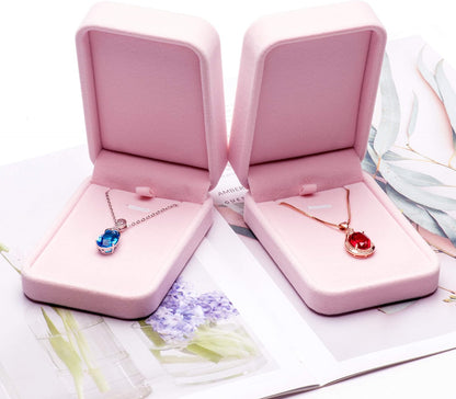 Classic Velvet Jewelry Gift Box Case for Necklace Pendant (Pink)