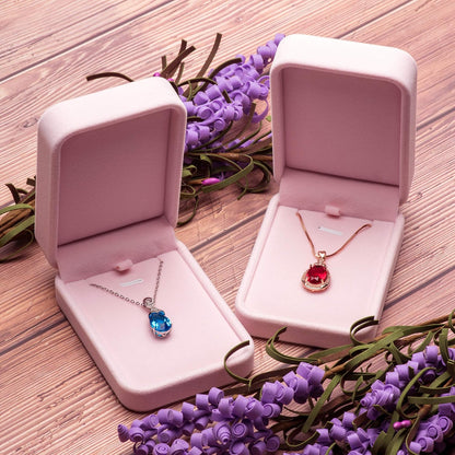 Classic Velvet Jewelry Gift Box Case for Necklace Pendant (Pink)