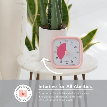 Home MOD – 60-Minute Visual Timer Home Edition, Silent Operation Study Tool for Kids Desk, Homeschool Supplies, Office & Meetings (Peony Pink)