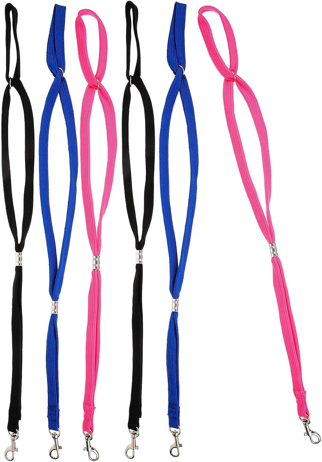 6pcs Adjustable Nylon Dog Grooming Loops Pet Slip Leashes Bathing Noose Rope for Grooming Table, Blue Dark Gray Light Pink