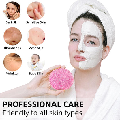 50-Count Compressed Facial sponges for Daily Facial Cleaning,Pink