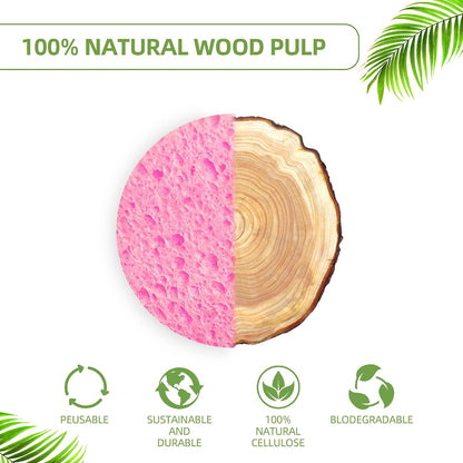 50-Count Compressed Facial sponges for Daily Facial Cleaning,Pink