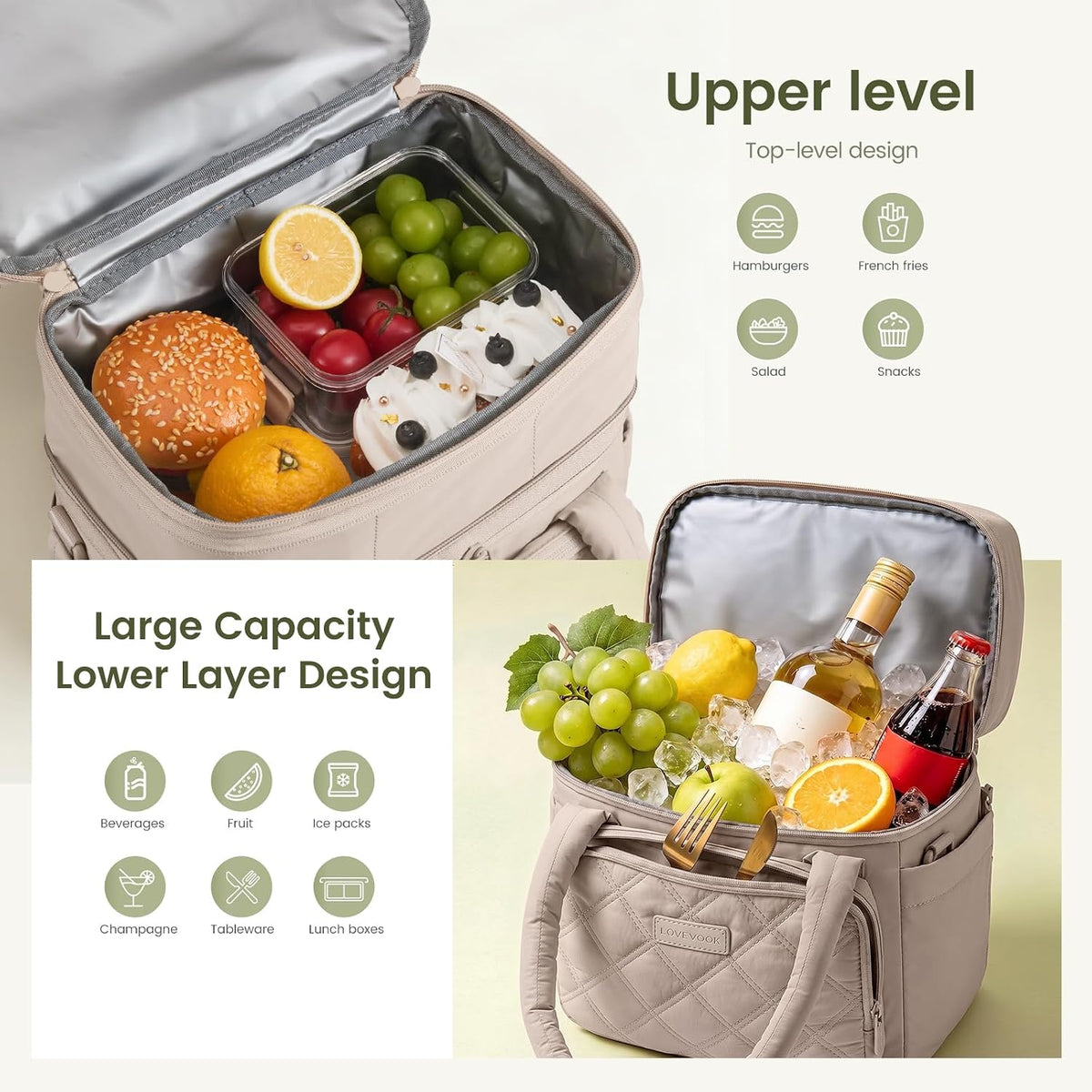 Insulated Lunch Box for Women,Large Adult Lunch Cooler Bag Women