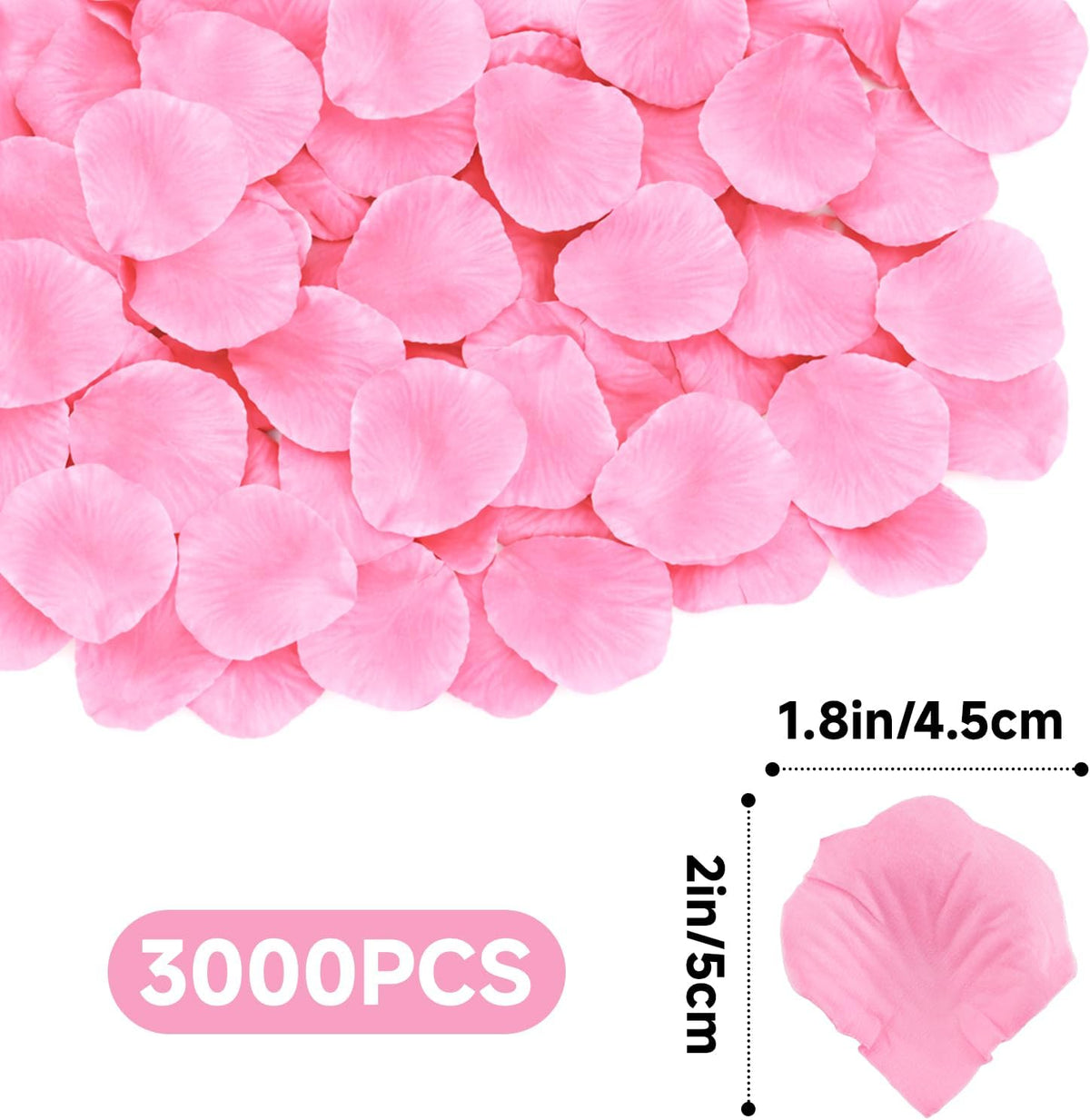 3000Pcs Pink Rose Petals - Artificial Faux Flowers Fake Rose Petals for Wedding Proposal Engagement Romantic Night Anniversary Valentine's Galentine's Day Decoration Home Room Party Decor