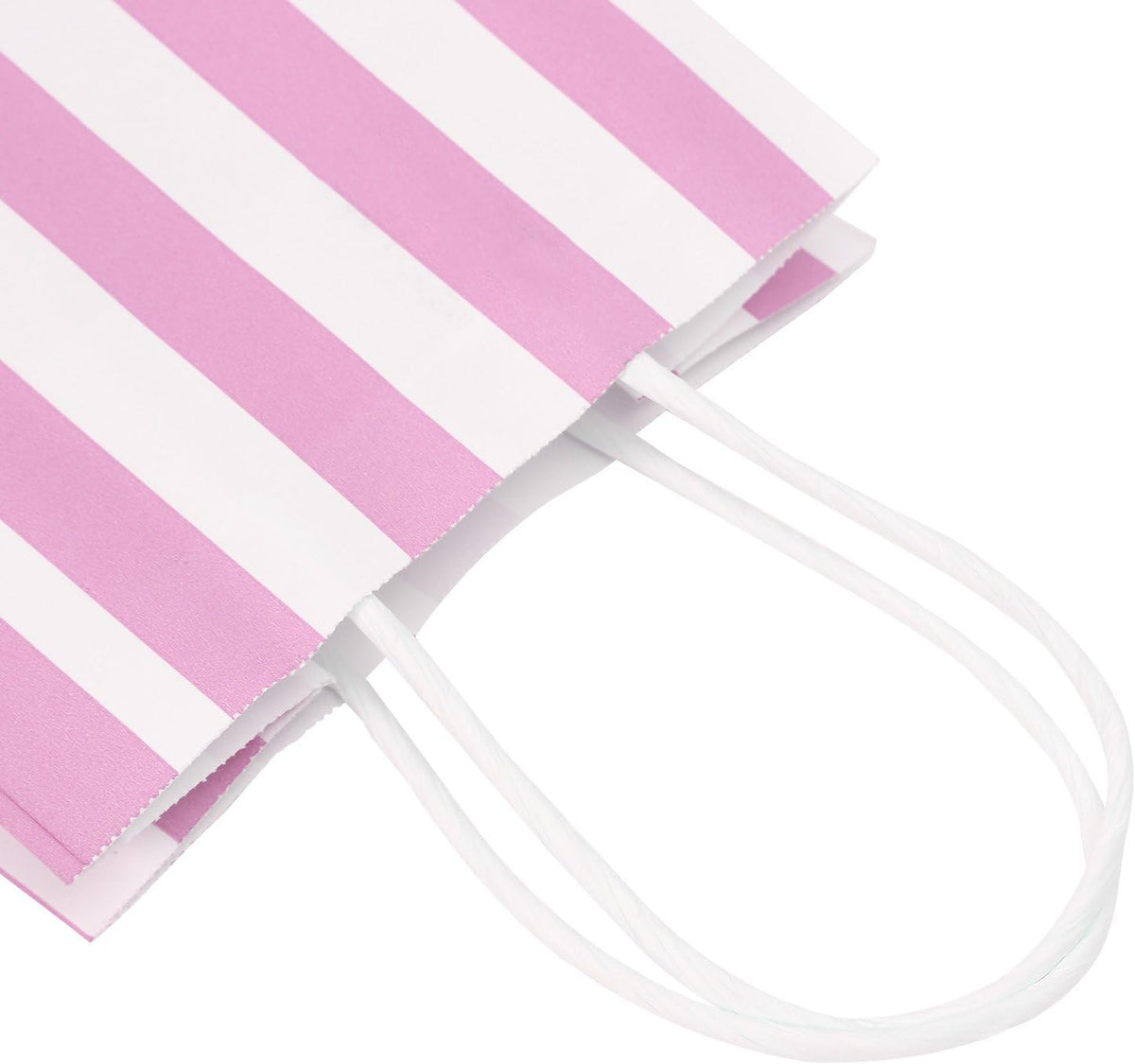 Small Gift Bags with Handles,50pcs Kraft Paper Bags Bulk,Pink Strips