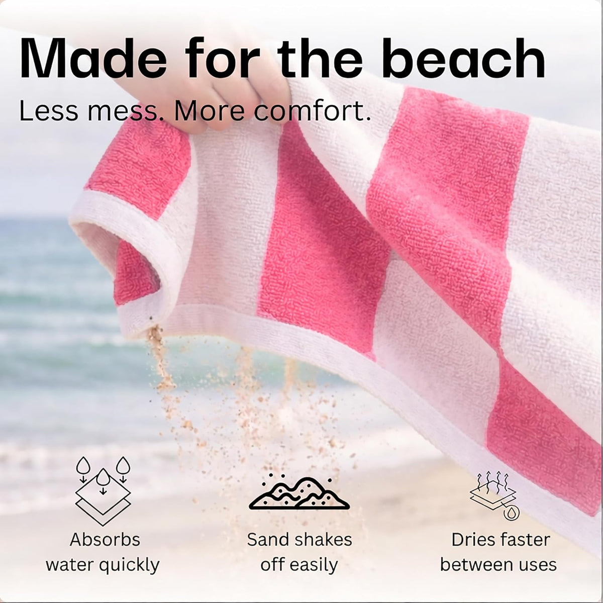 30"x60" Oversized Beach Cotton Cabana Striped Towels 6 Pack (Lux Pink)