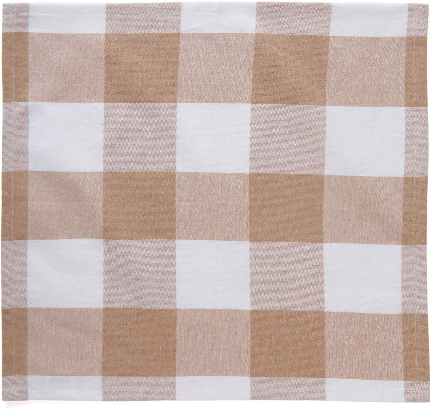 Encasa XO Cotton Cloth Napkins Set of 12, 17"x17" | Washable & Reusable Dinner Napkins Buffalo Beige Checks Table Napkins for Farmhouse, Wedding, Holiday, Party & Everyday Dining