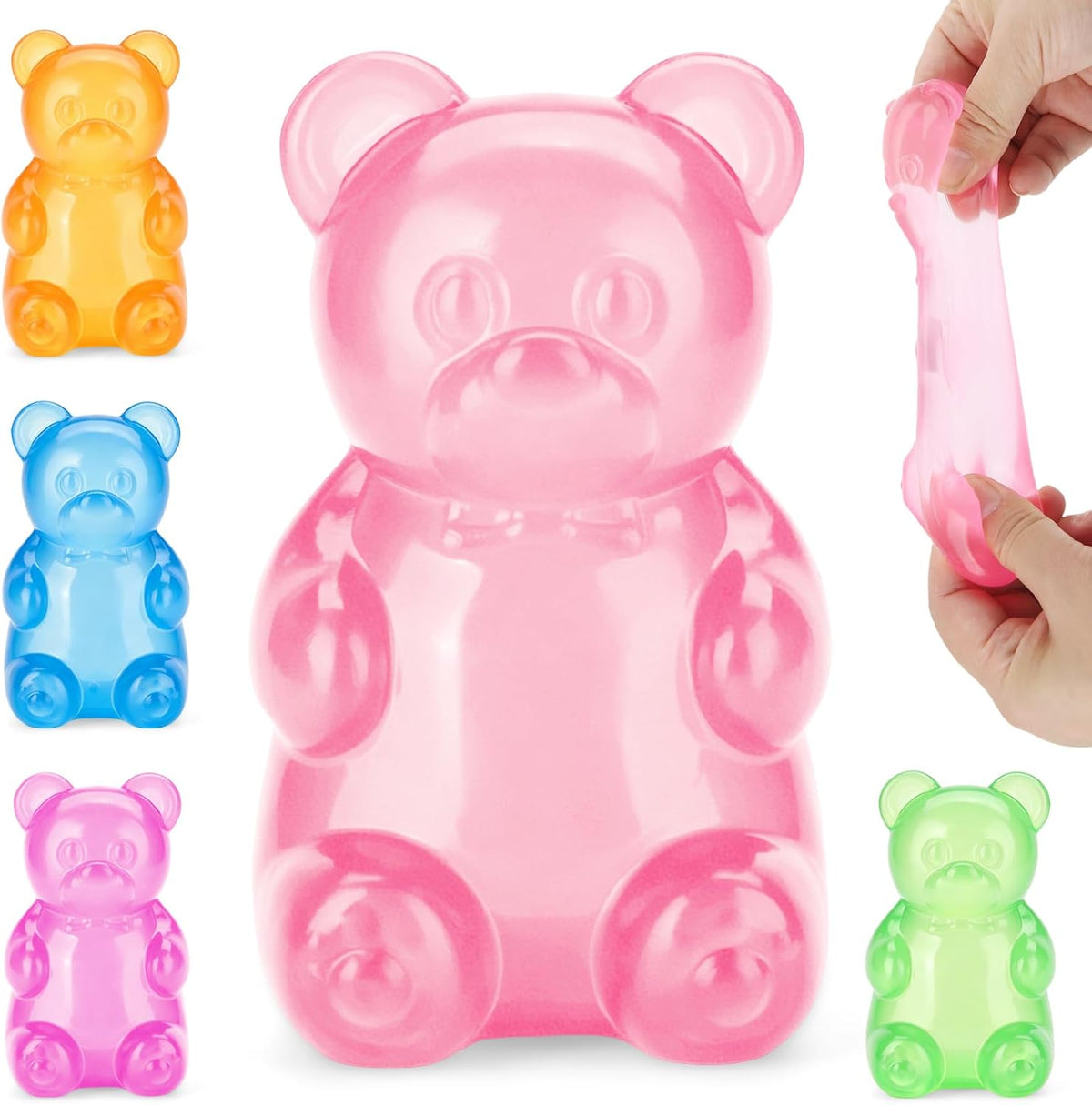 Gummy Bear Squishy Toys, Squeeze Fidget Toys for Kids and Adults- Pink