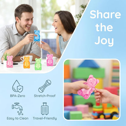 Gummy Bear Squishy Toys, Squeeze Fidget Toys for Kids and Adults- Pink