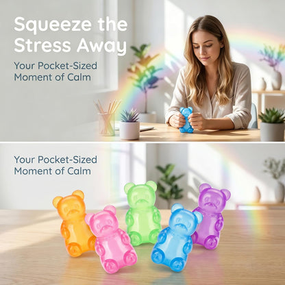 Gummy Bear Squishy Toys, Squeeze Fidget Toys for Kids and Adults- Pink