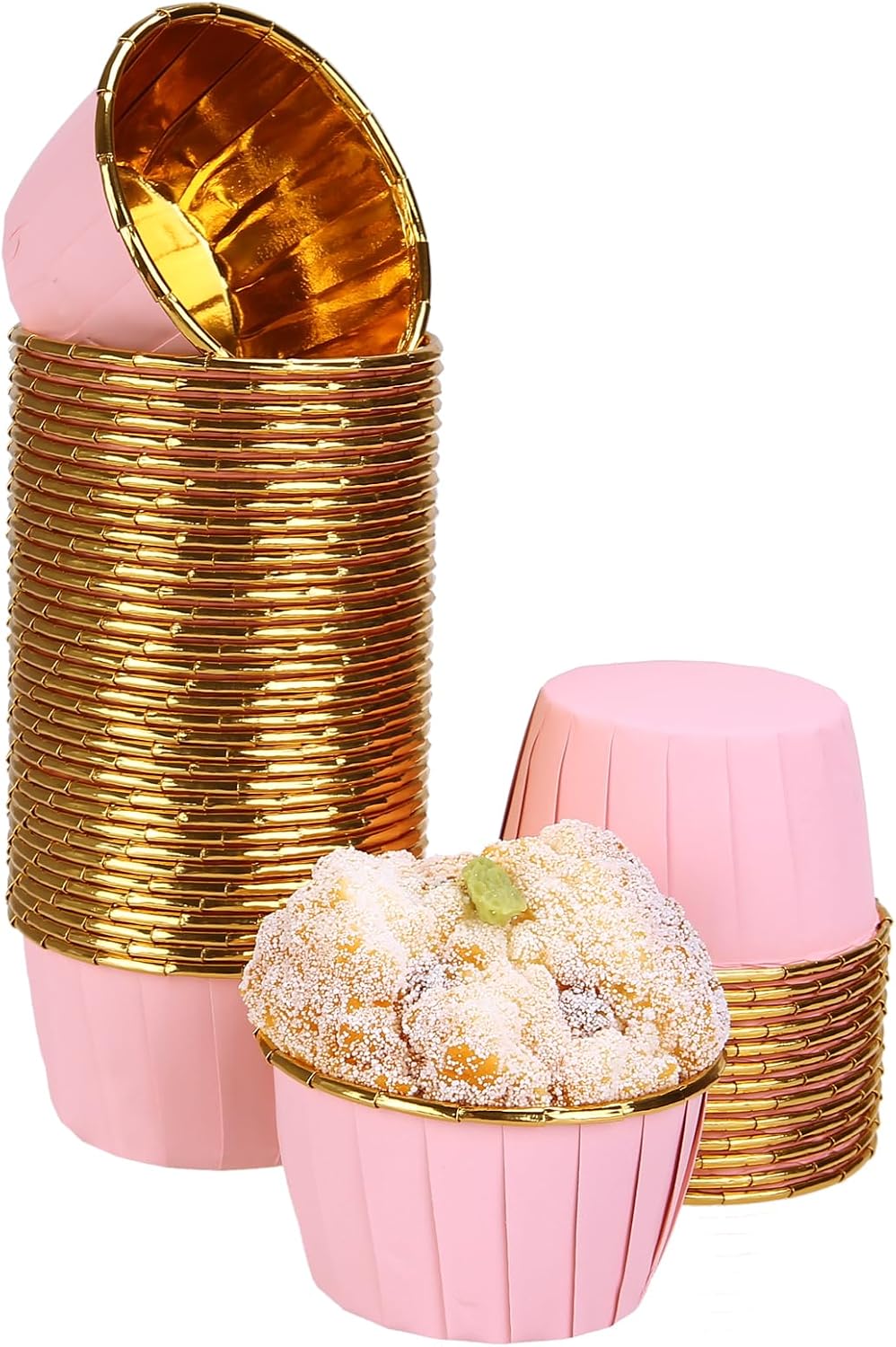 50 Pcs Pink Cupcake Baking Cups 3.5Oz Greaseproof Disposable Cupcake Liners
