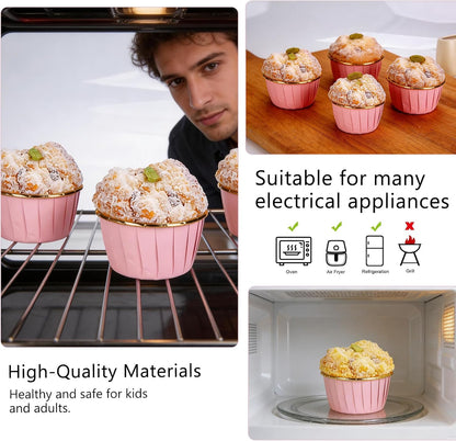 50 Pcs Pink Cupcake Baking Cups 3.5Oz Greaseproof Disposable Cupcake Liners