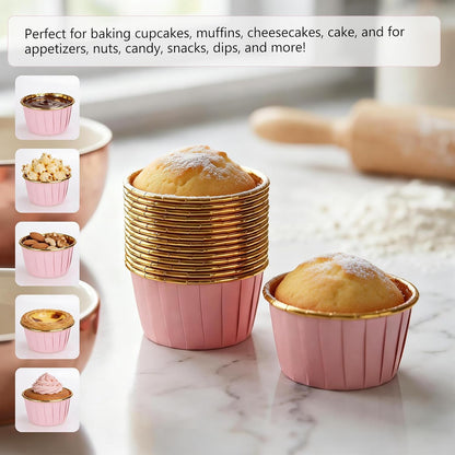 50 Pcs Pink Cupcake Baking Cups 3.5Oz Greaseproof Disposable Cupcake Liners