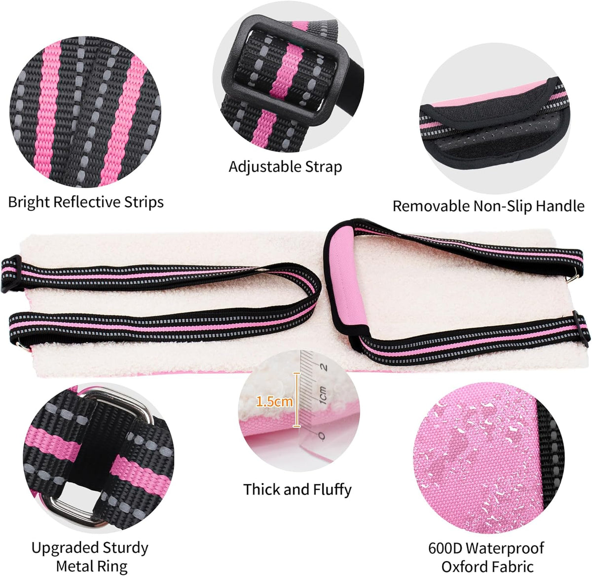 AIITLE Adjustable Dog Sling Dog Lift Harness Hind Leg Support, Pink S