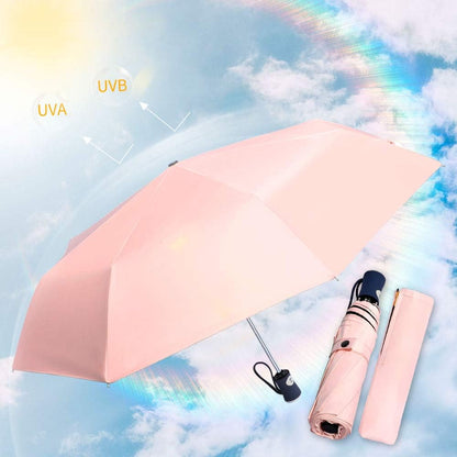 DBA Sun Umbrella Compact Folding Travel Umbrella Auto Open and Close for Windproof, Rainproof & 99.9% UV Protection Parasol with Black Anti-UV Coating