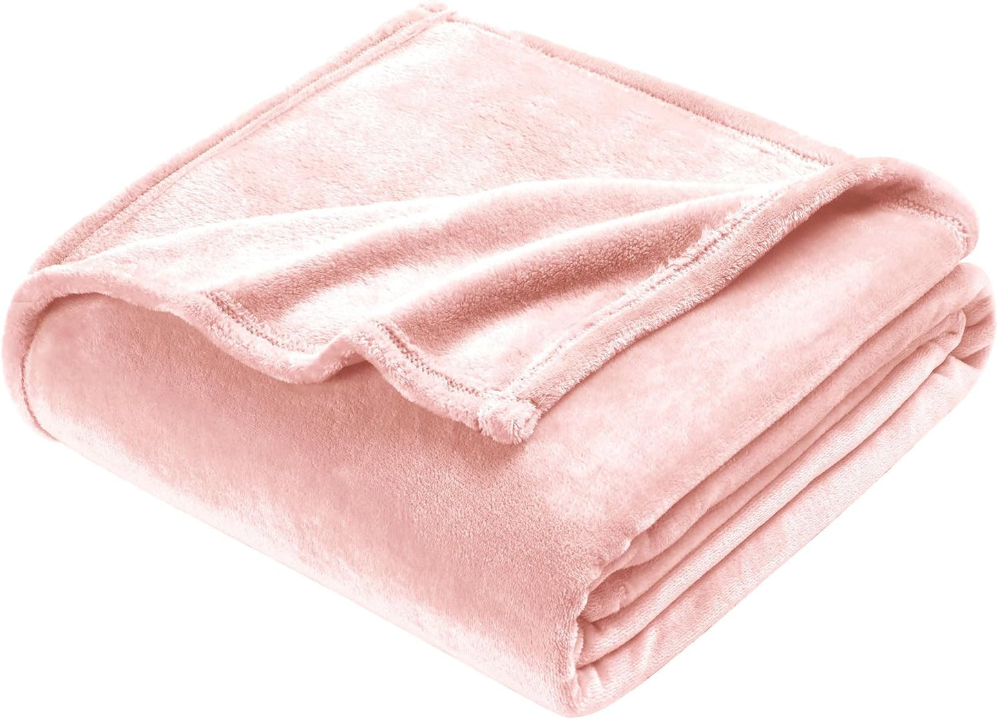 Soft Plush Fuzzy Fleece Throw Blanket for Couch Sofa Chair 50" x 60", Decorative Solid Lightweight Fluffy Velvet Blankets for Women Girl, Cozy Accent Shaggy Flannel Blanket for Bedroom, Pink