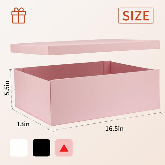 Large Gift Box 16.5x13x5.5 inches,Pink Gift Box for Presents,Birthday,Valentine's Day,Mother's Day,Christmas,Anniversary.
