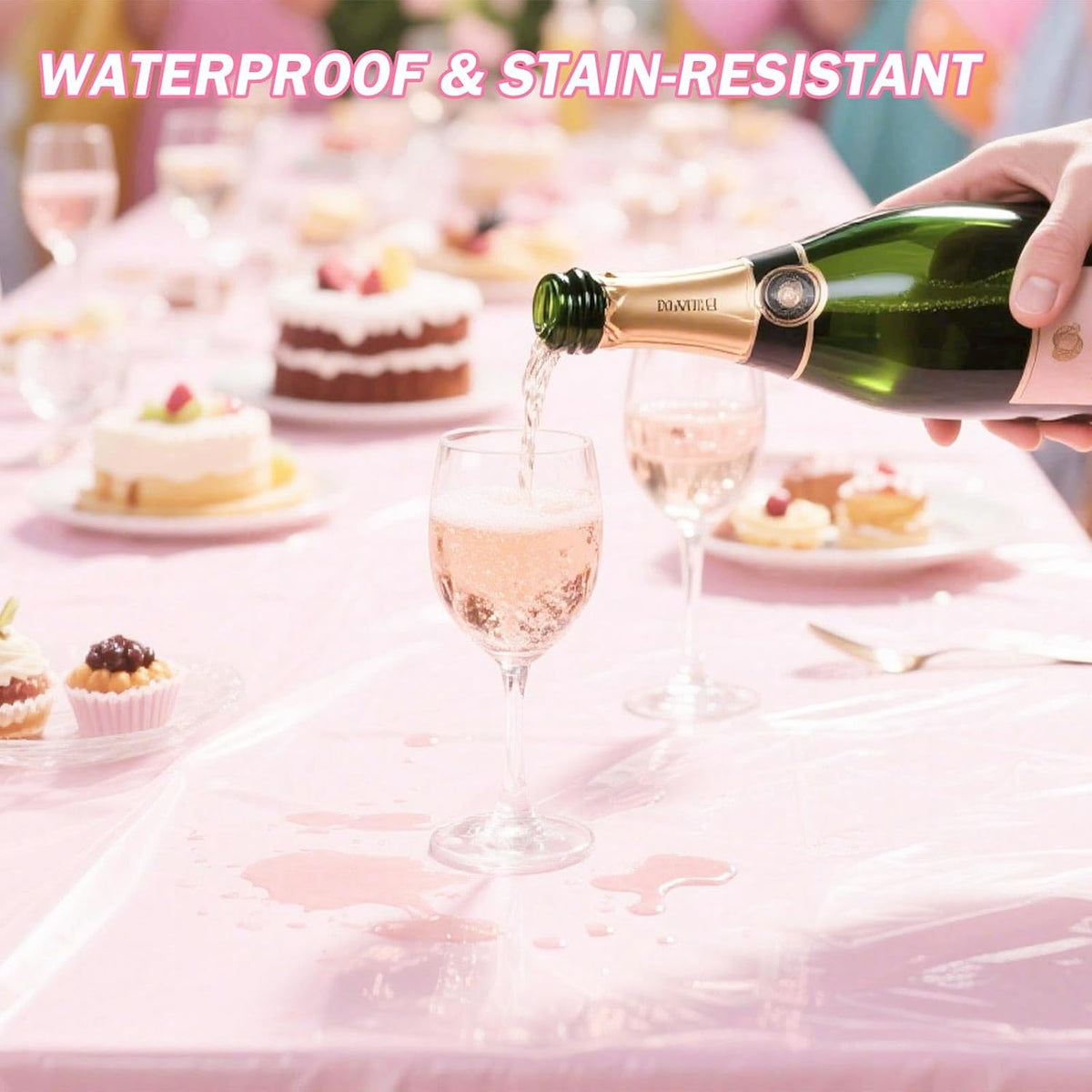 2 Pack Light Pink Plastic Table Cloth Disposable Rectangle Tablecloth 54 x 108 Inch, Light Pink Plastic Table Covers for Birthday Wedding Banquet Picnic Holiday Party Decorations