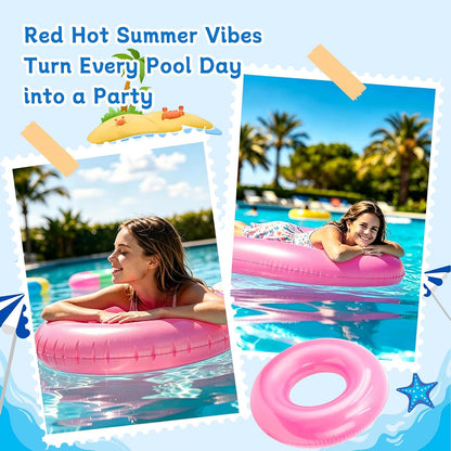 4 Pcs 28" Pink Inflatable Pool Float, Summer Beach Party for Adult