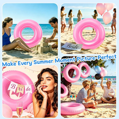4 Pcs 28" Pink Inflatable Pool Float, Summer Beach Party for Adult