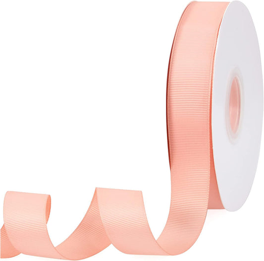Peach 1" X 50 Yards Solid Color Double Faced Grosgrain Ribbon for Gifts Wrapping, Wedding, Party, Crafts, Hair Bows, Flowers, Home DIY Decor