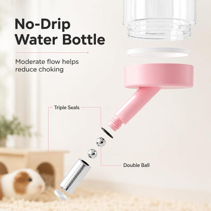Hamster Water Bottle No Drip, 4oz Glass Small Animal Water Dispenser