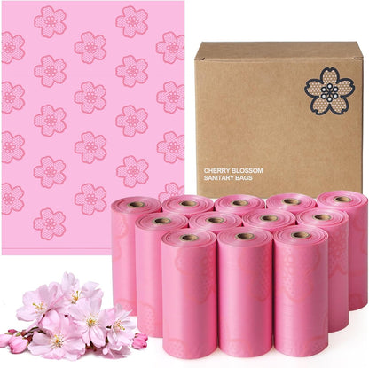 180 PCS Sanitary Napkin Disposal Bags Cherry Blossom Scented, Pink