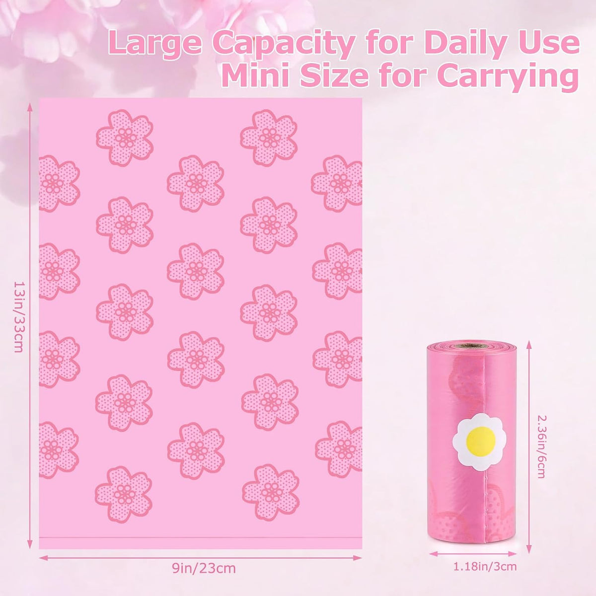 180 PCS Sanitary Napkin Disposal Bags Cherry Blossom Scented, Pink